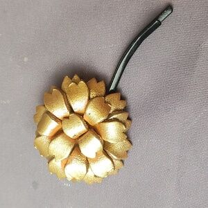 Gold leather flower handcrafted 2" Bobby pin